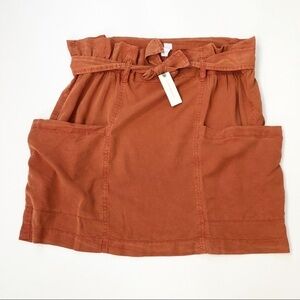 Anthropologie Nantes Tencel Mini Skirt Pockets XL Dark Orange